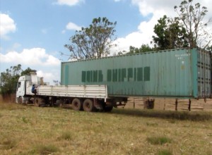 The truck with shipping container arrives in Soddo